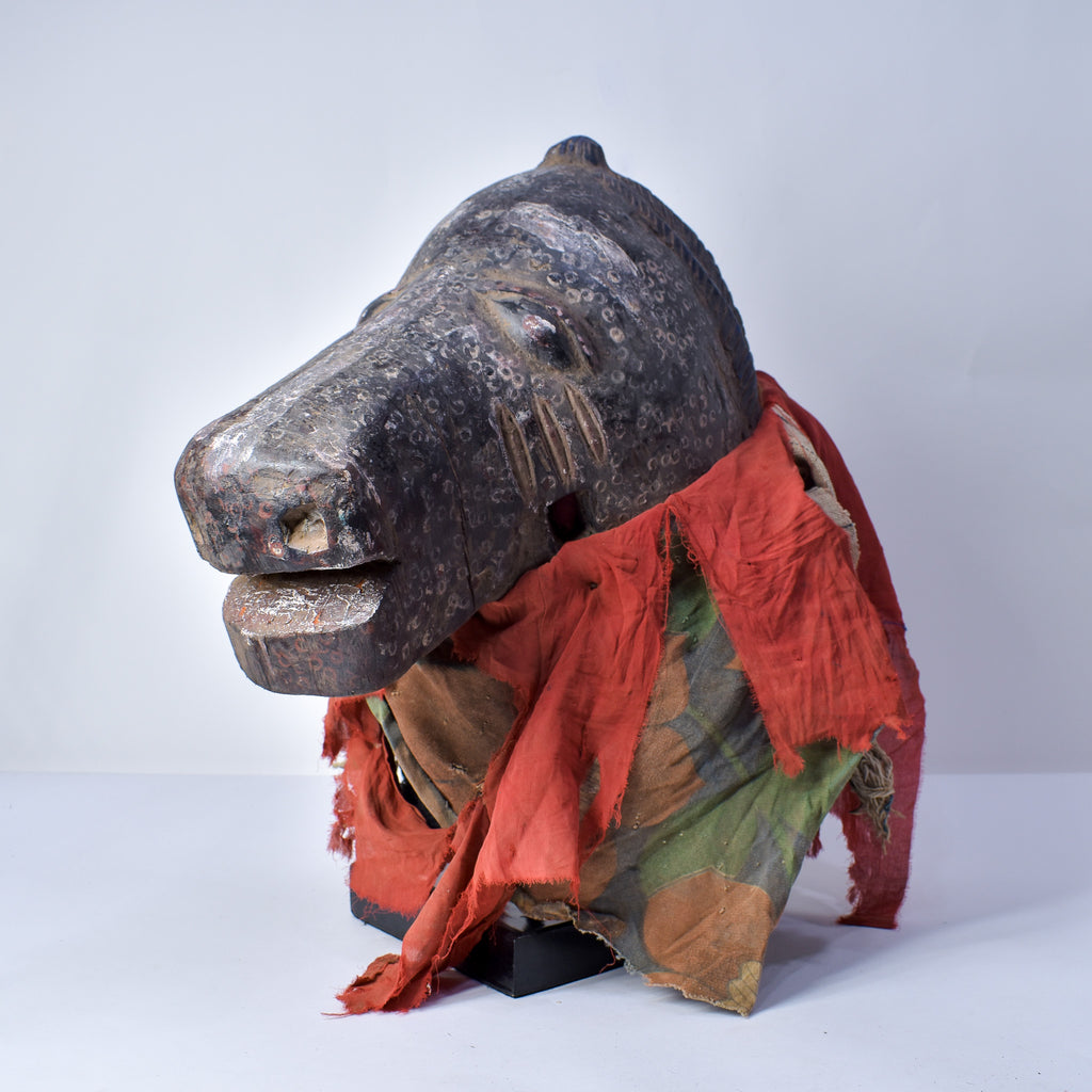 Yoruba Egungan Mask with Fabric Nigeria