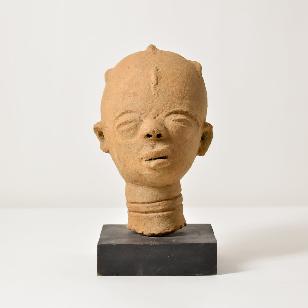 Terracotta Clay Funerary Portrait Akan Asante Nsodia on Custom Base Ghana