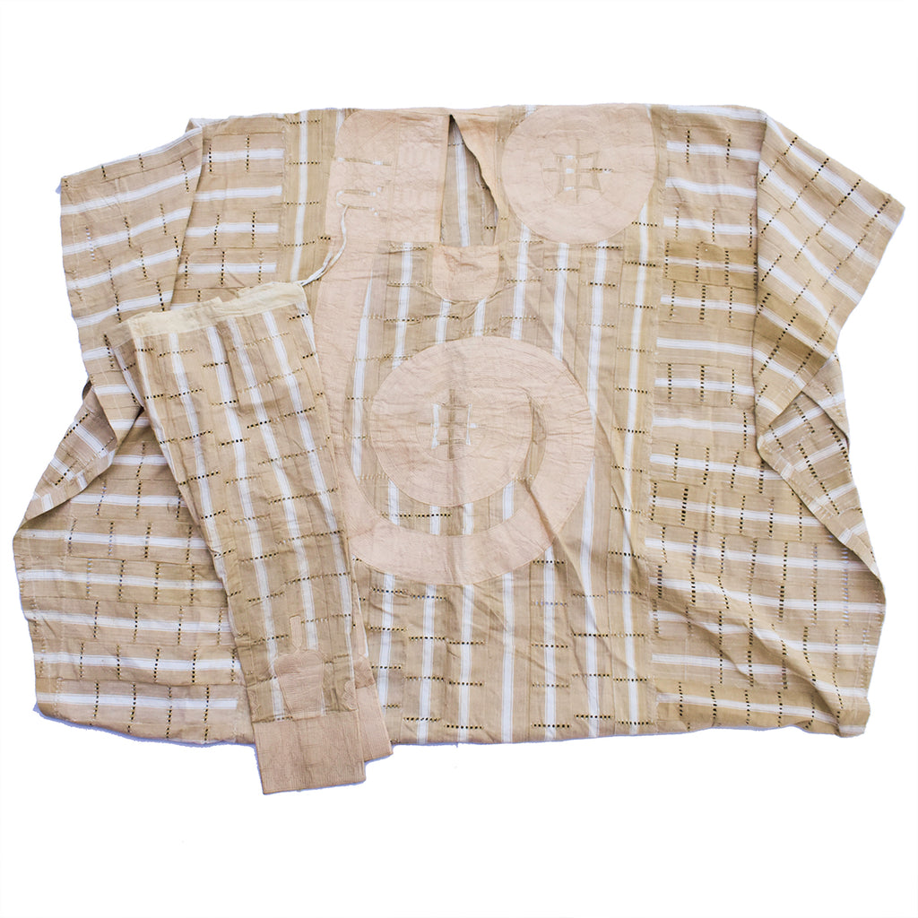 Hausa Boubou Men's Top and Bottom Beige Nigeria