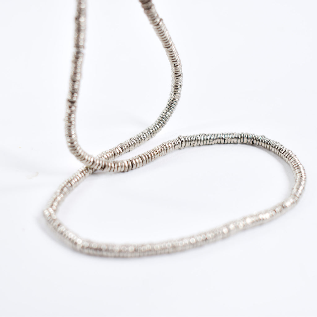 Silver Metal Heishi Beads Ethiopia