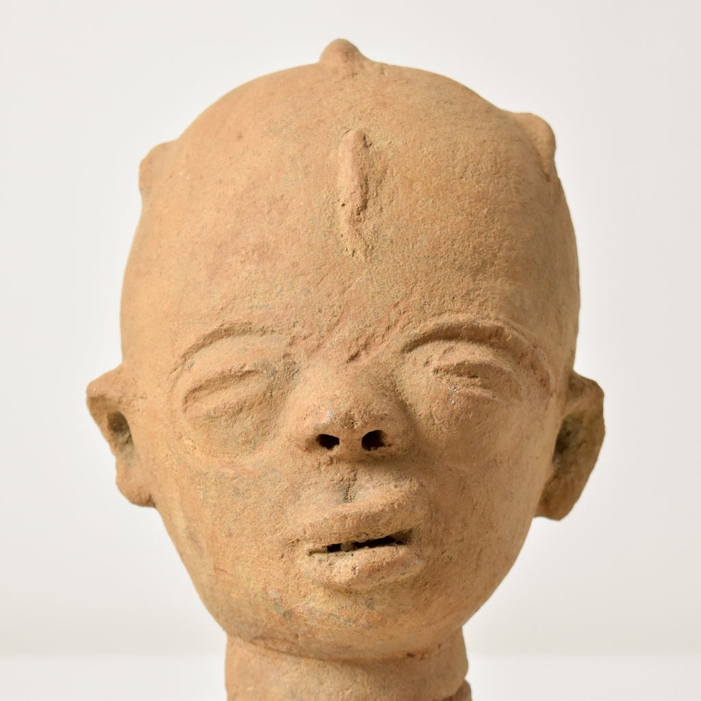 Terracotta Clay Funerary Portrait Akan Asante Nsodia on Custom Base Ghana