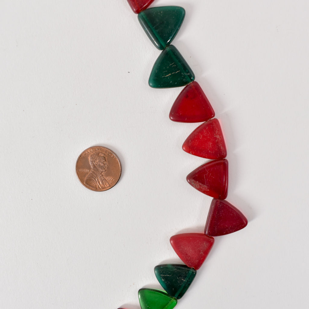 Red and Green Triangle Bohemian Trade Beads