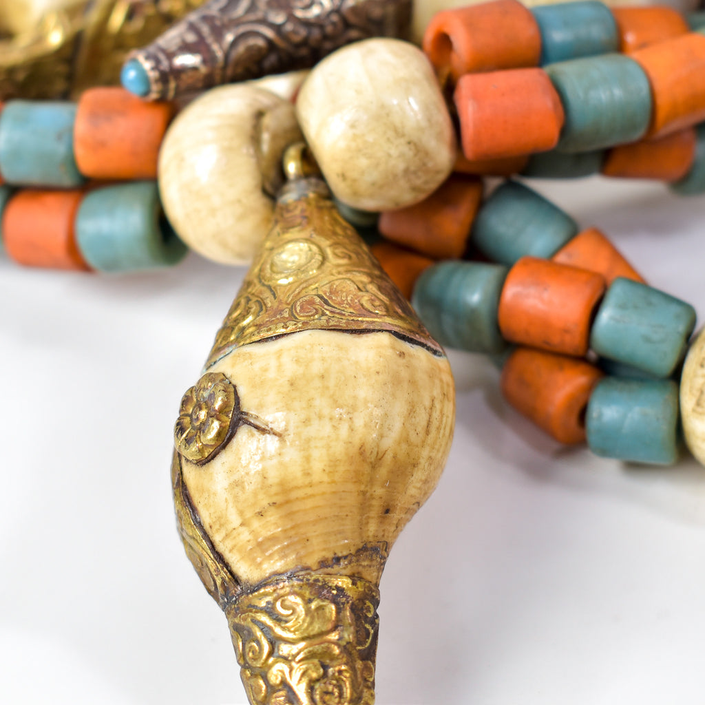 Tibetan Conch Shell Beaded Necklace