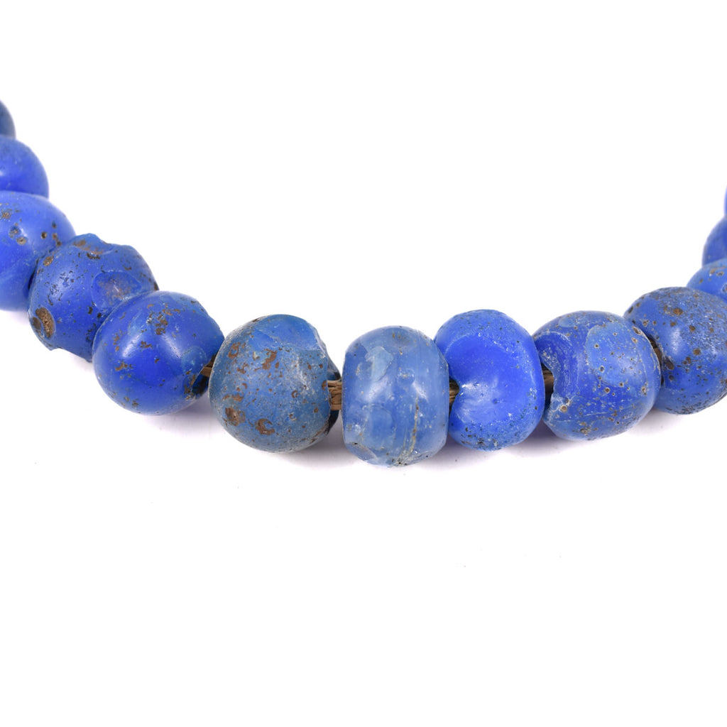 Blue Round Bohemian Trade Beads 30 Inch