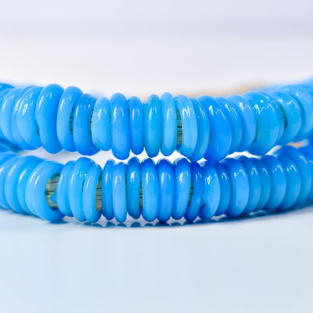 Italian Glass Rings Turquoise Translucent Trade Beads