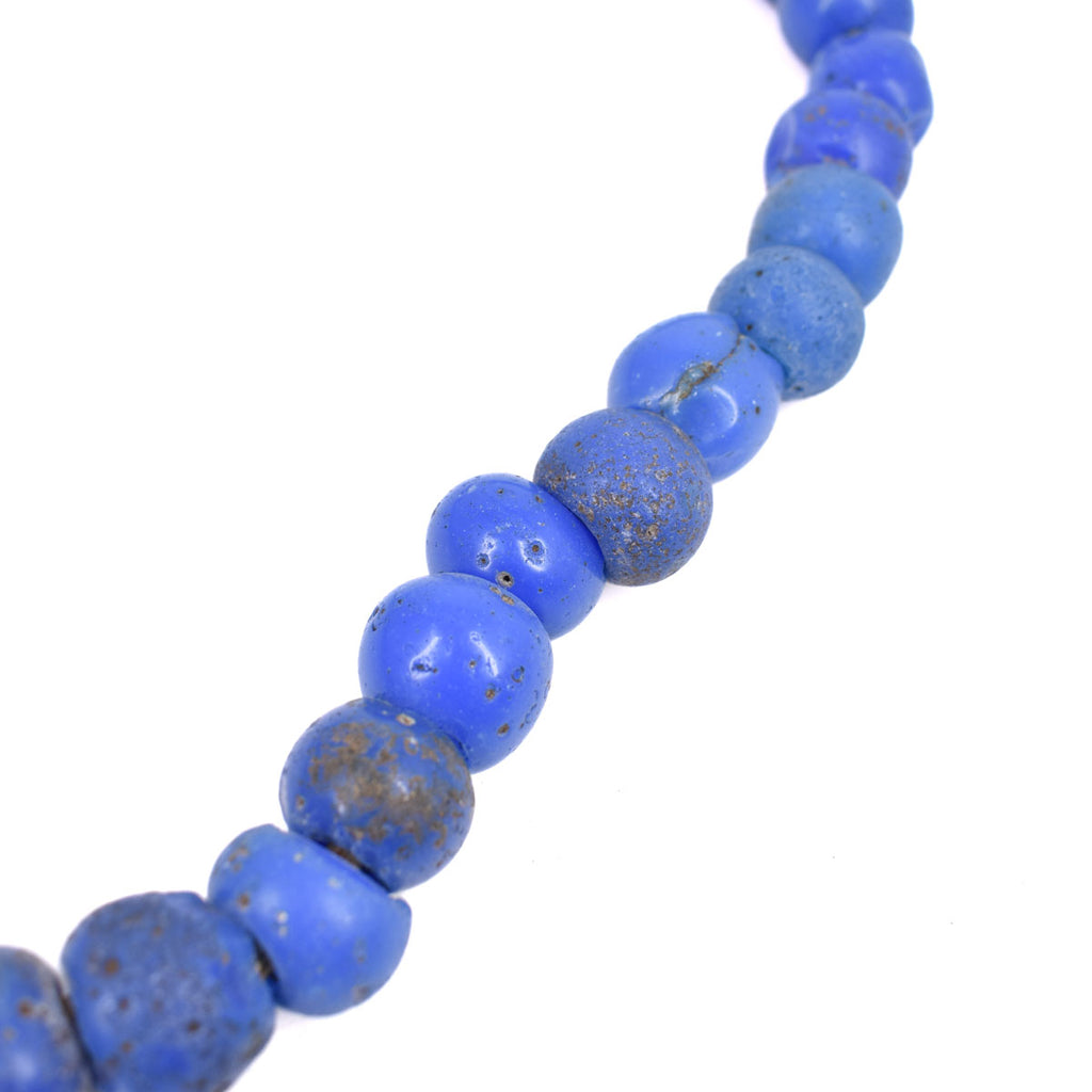 Blue Round Bohemian Trade Beads 30 Inch