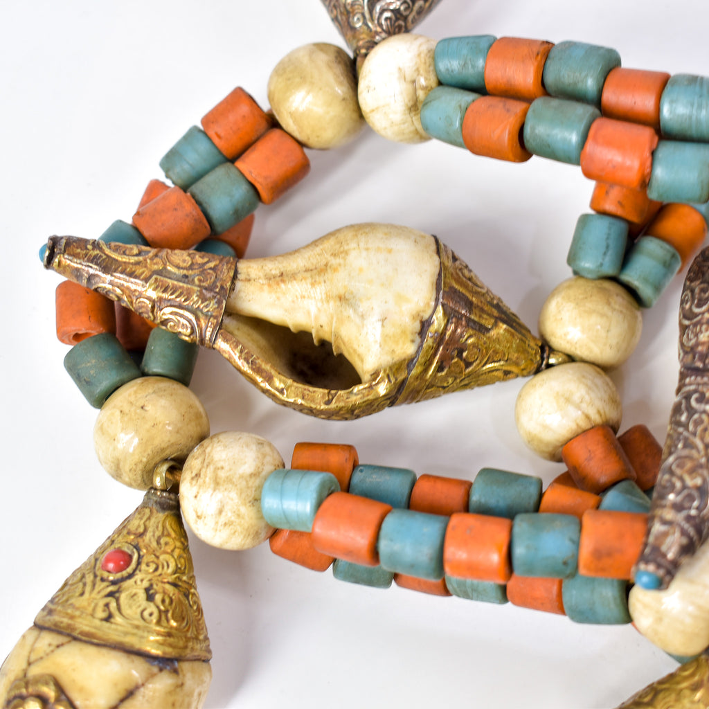 Tibetan Conch Shell Beaded Necklace
