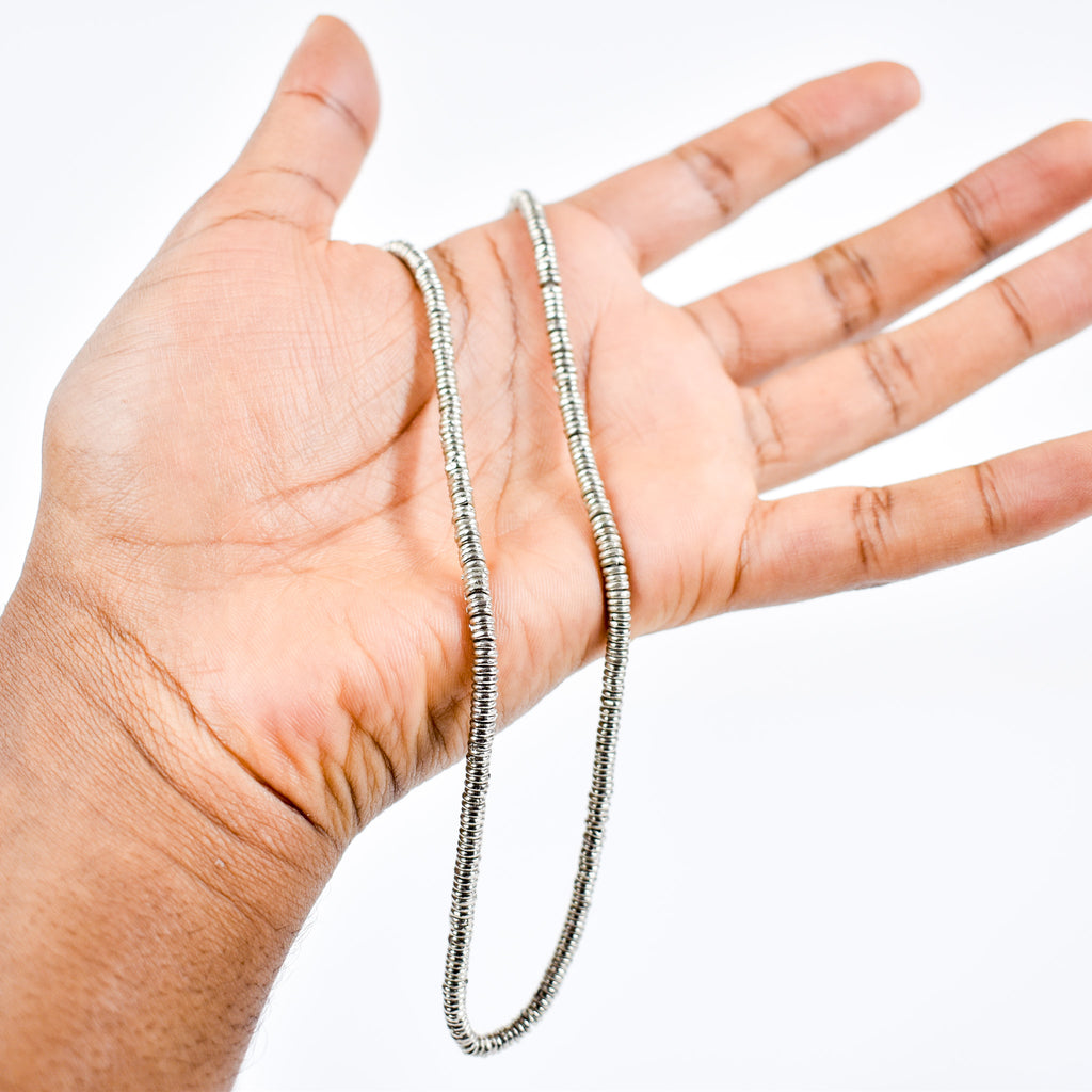 Silver Metal Heishi Beads Ethiopia