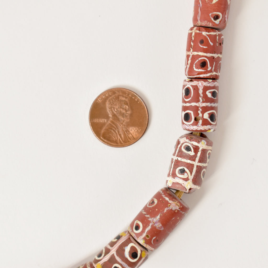 Brick Red Tic Tac Toe Venetian Trade Beads