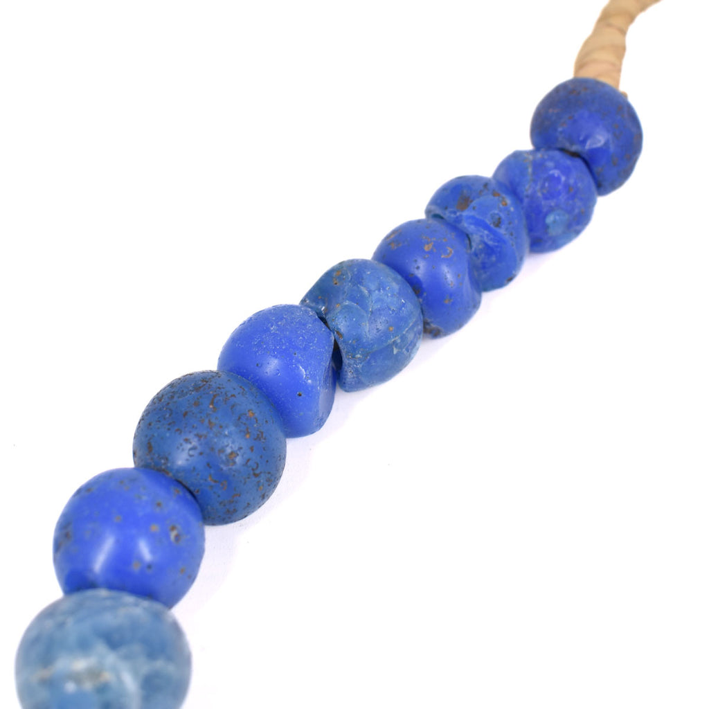 Blue Round Bohemian Trade Beads 30 Inch