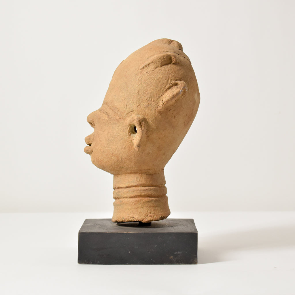 Terracotta Clay Funerary Portrait Akan Asante Nsodia on Custom Base Ghana