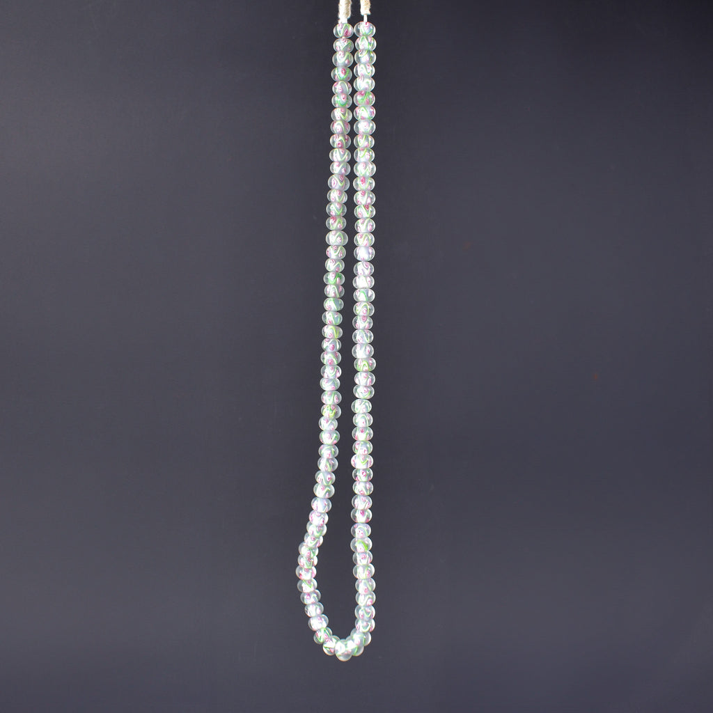 Bohemian Clear Green Pink Middle Trade Beads Czech 34 Inch