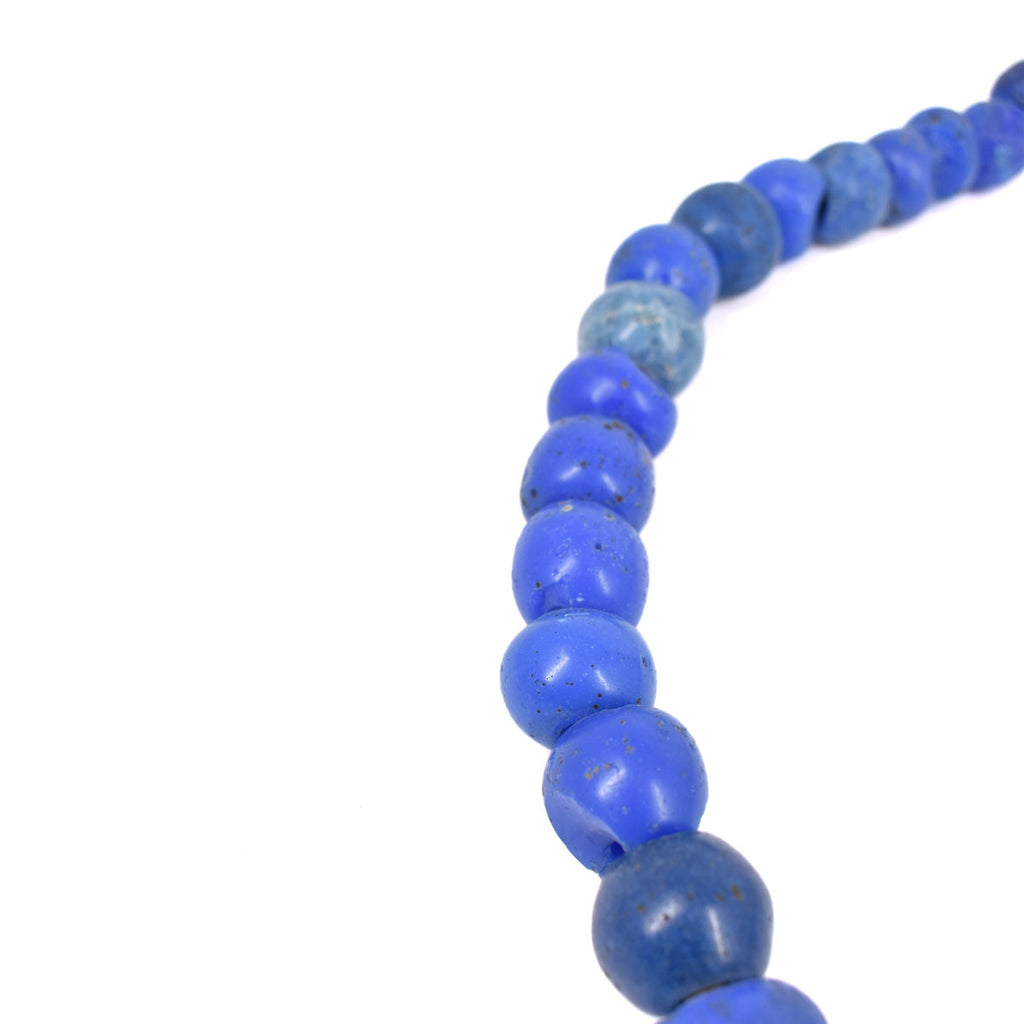 Blue Round Bohemian Trade Beads 30 Inch