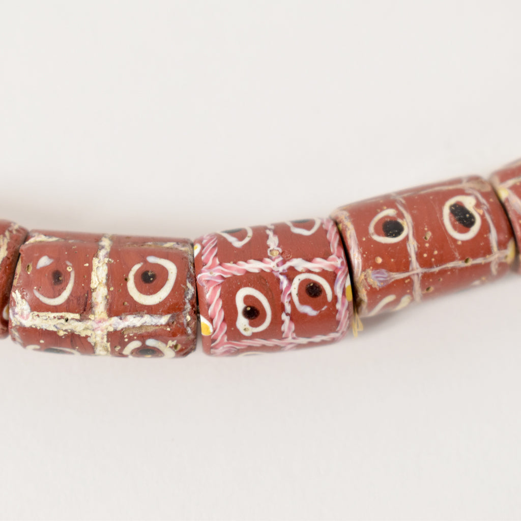 Brick Red Tic Tac Toe Venetian Trade Beads