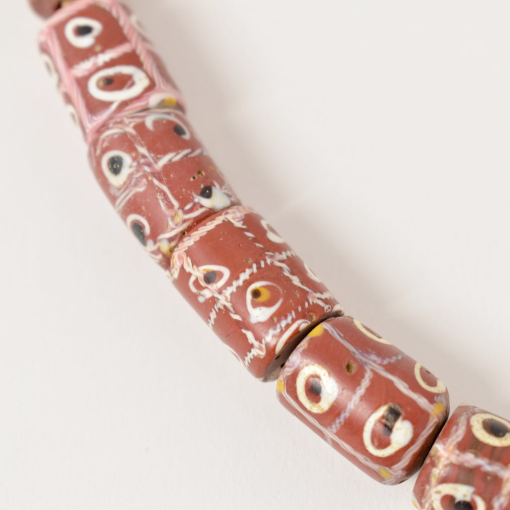 Brick Red Tic Tac Toe Venetian Trade Beads