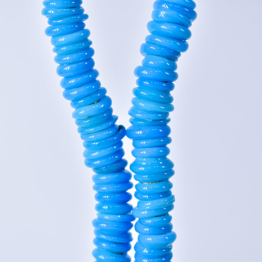Italian Glass Rings Turquoise Translucent Trade Beads