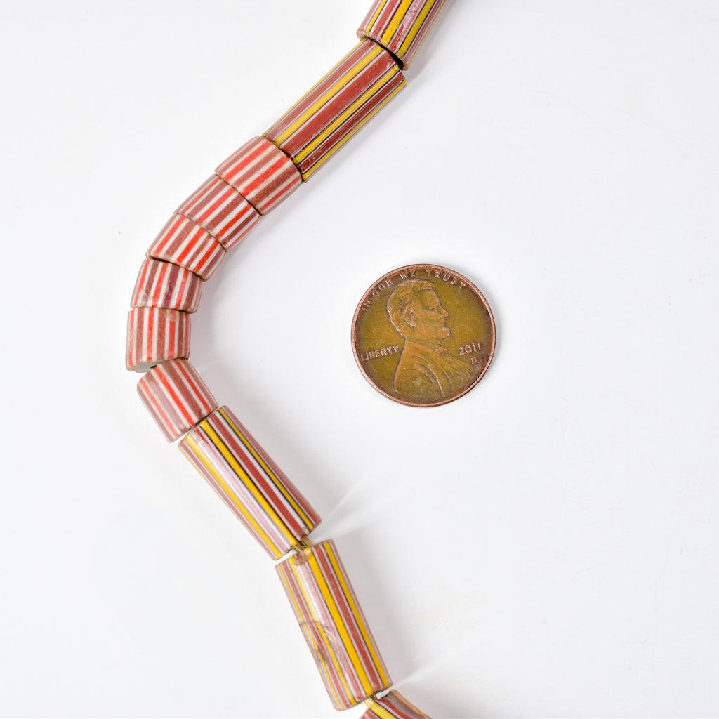 Striped Greenhearts Venetian Trade Beads