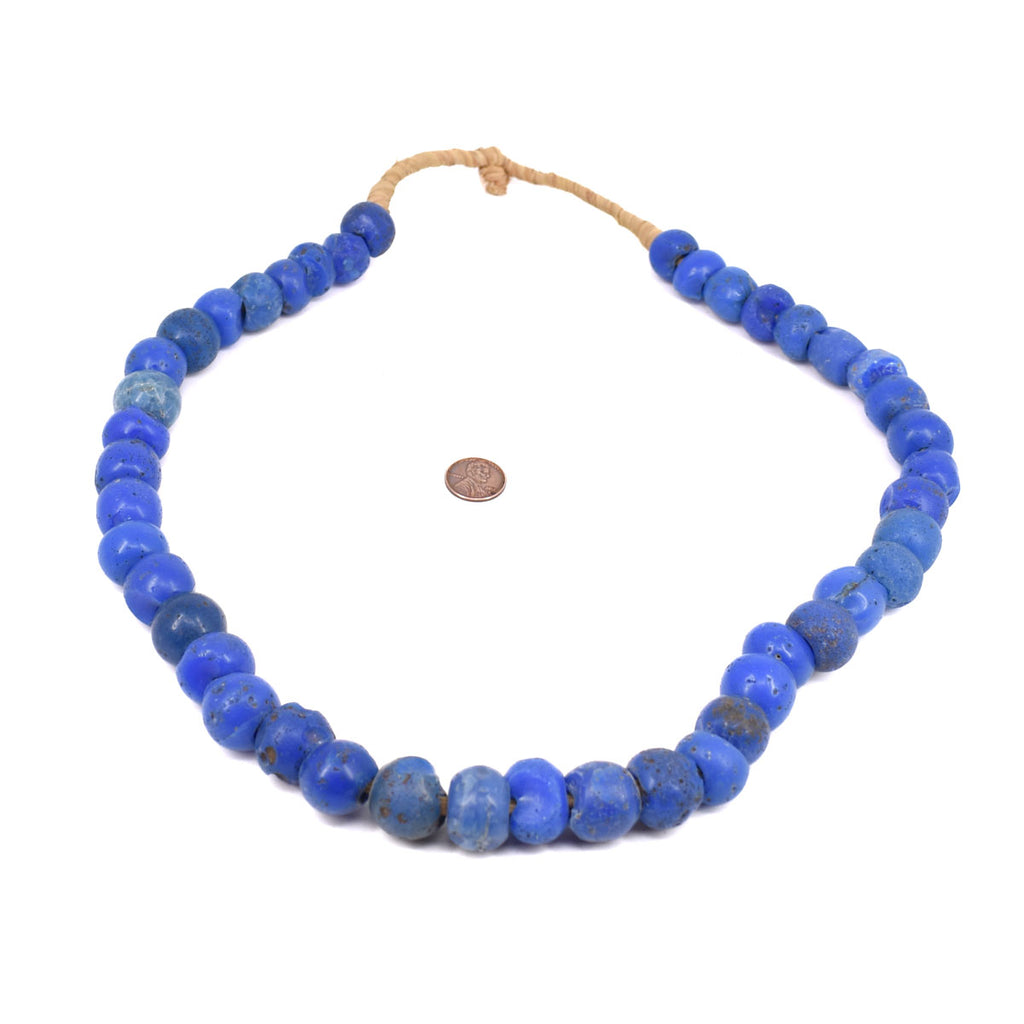 Blue Round Bohemian Trade Beads 30 Inch