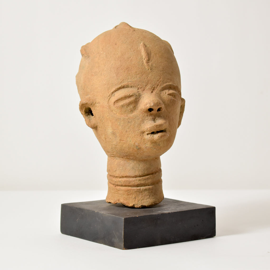 Terracotta Clay Funerary Portrait Akan Asante Nsodia on Custom Base Ghana