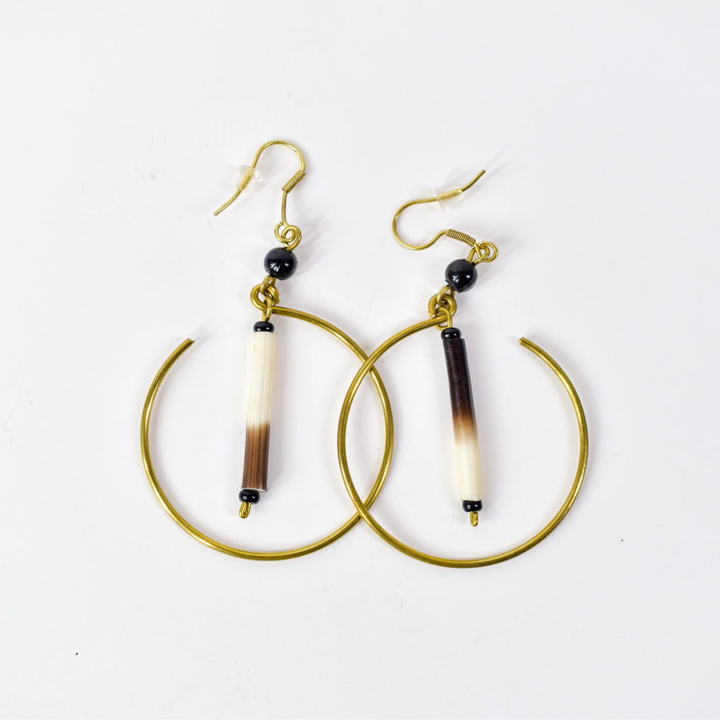 Earrings Porcupine Quills Gold Metal Dangle
