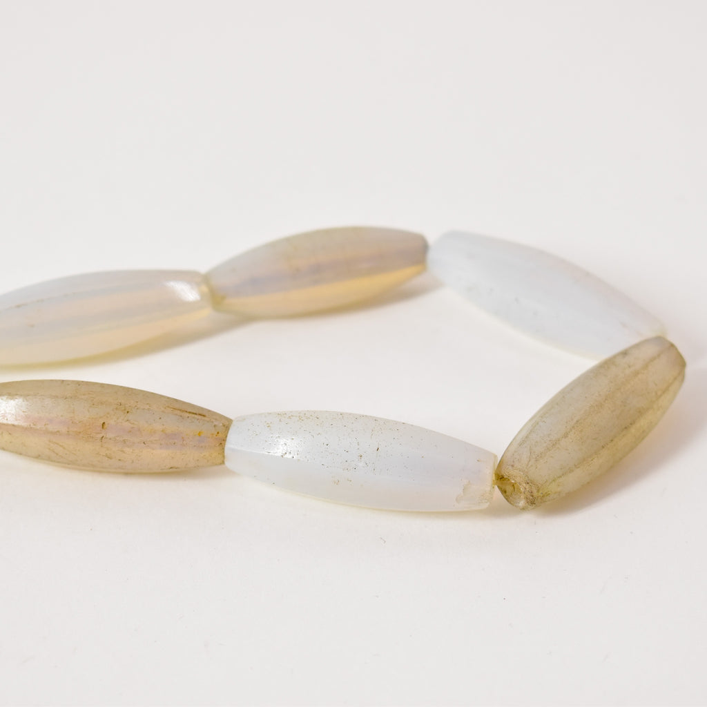 Translucent White Faceted Bohemian Trade Beads