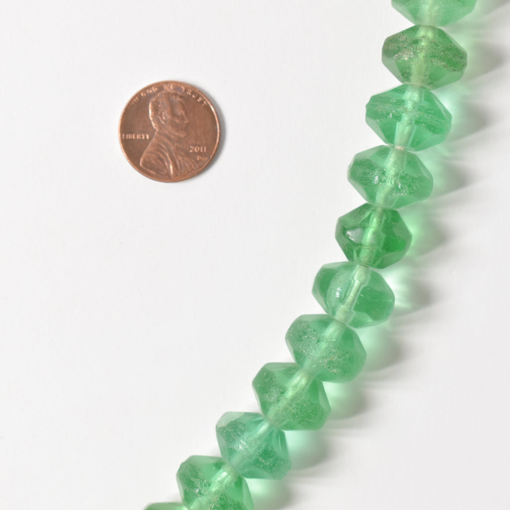 Seafoam Green Faceted Vaseline Trade Beads Czech