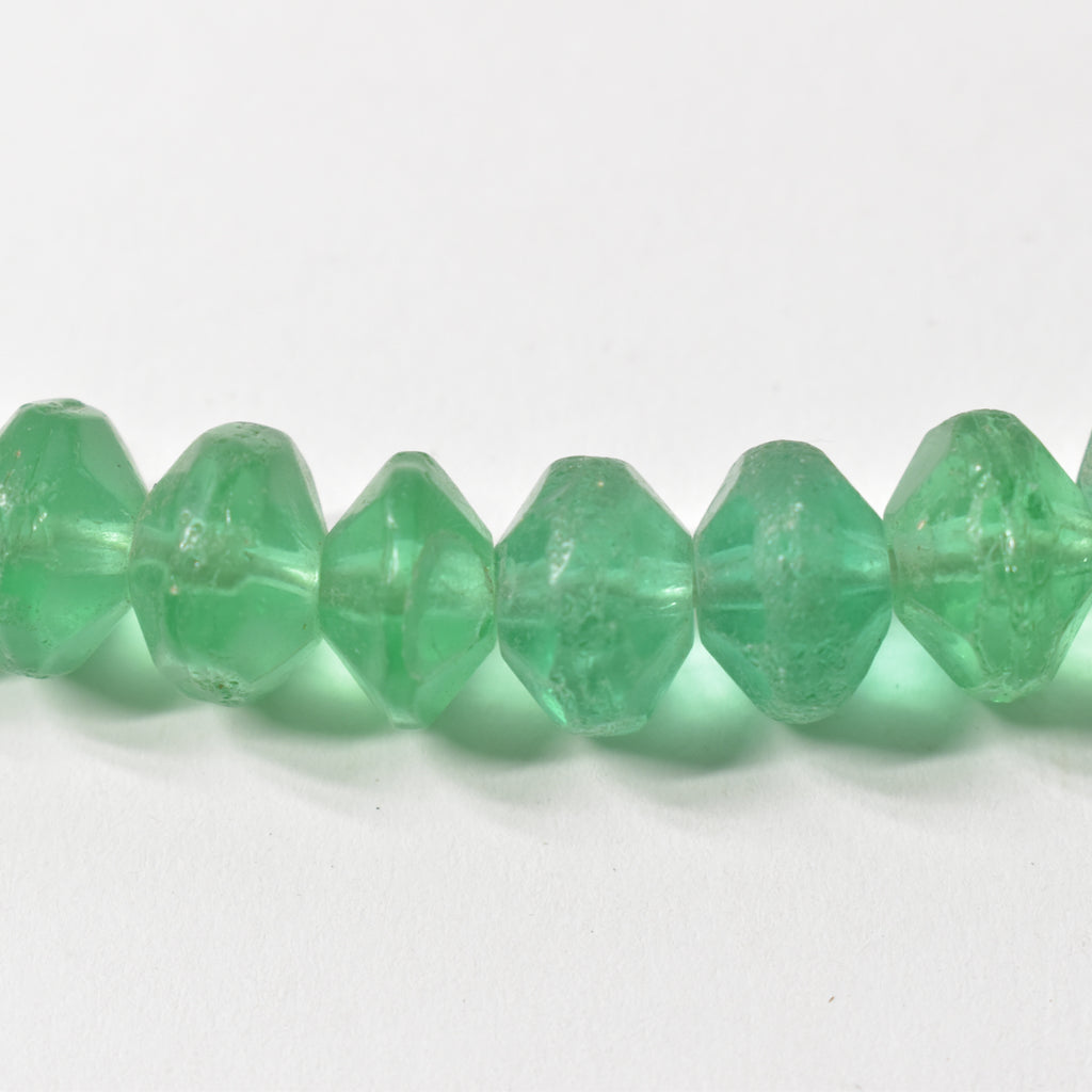 Seafoam Green Faceted Vaseline Trade Beads Czech