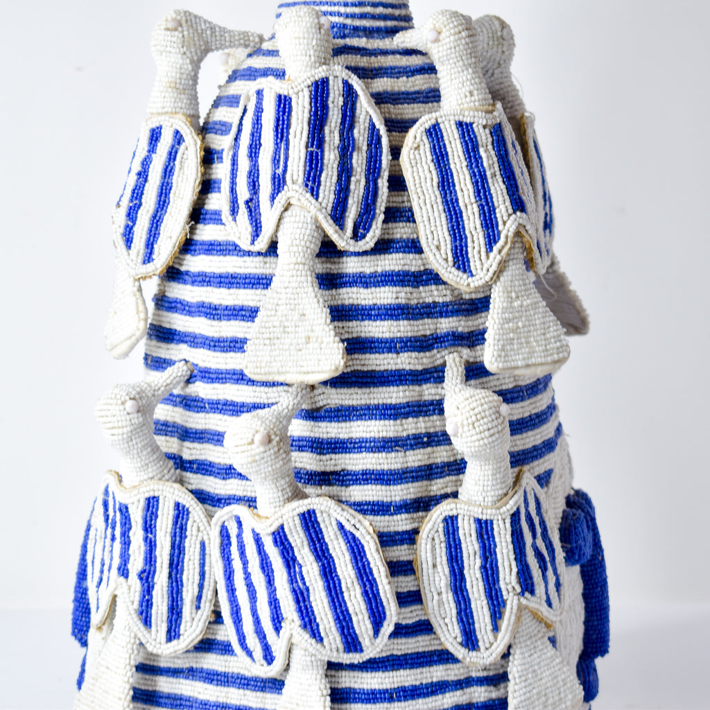Yoruba Blue and White Beaded Crown Nigeria