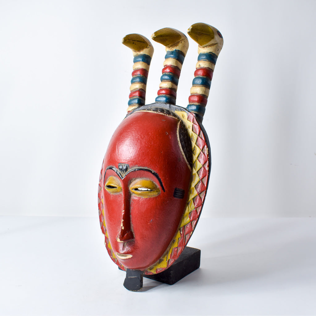 Guro Yaure Portrait Mask With 3 Bird Crest Côte d'Ivoire