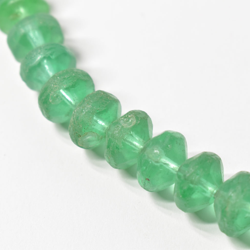 Seafoam Green Faceted Vaseline Trade Beads Czech