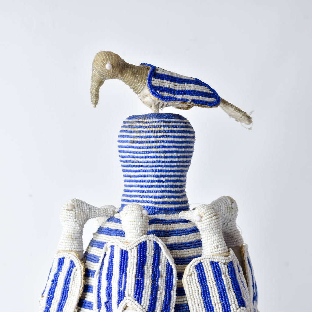 Yoruba Blue and White Beaded Crown Nigeria