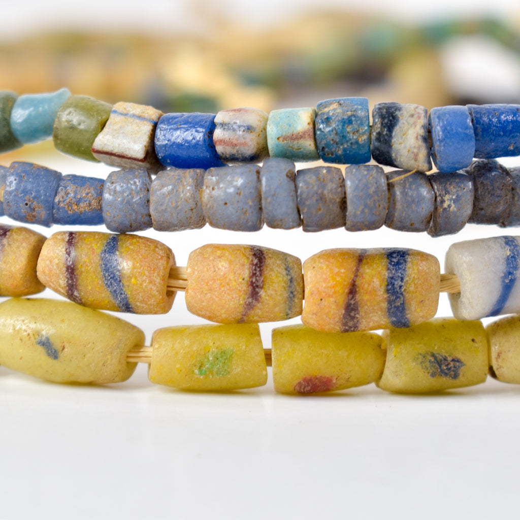 4 Strands Krobo "Recycled" Powder Glass Trade Beads