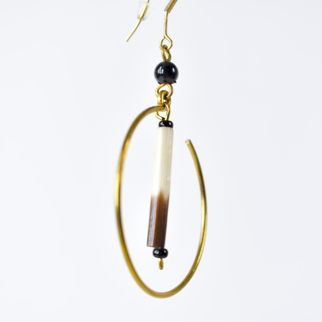 Earrings Porcupine Quills Gold Metal Dangle