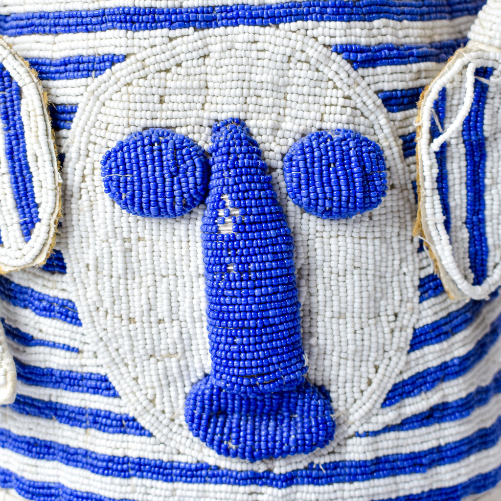 Yoruba Blue and White Beaded Crown Nigeria