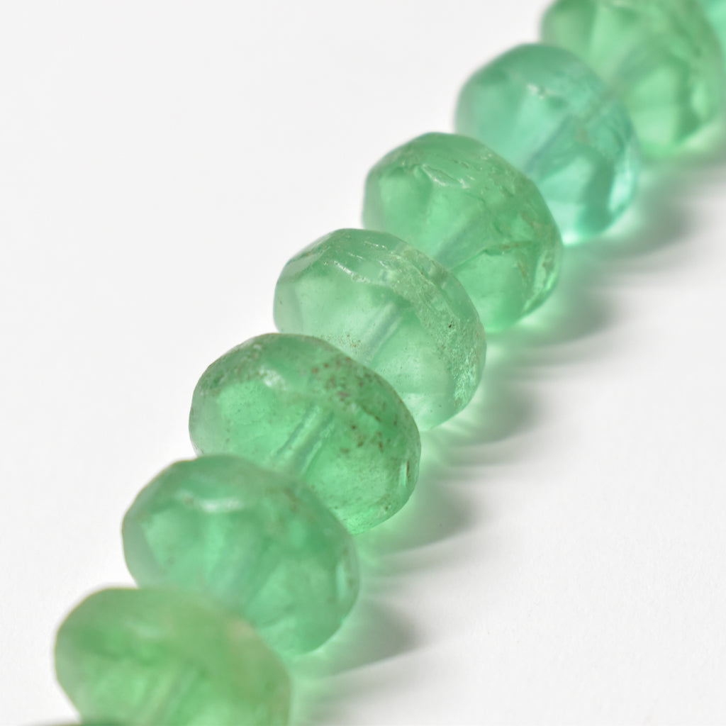 Seafoam Green Faceted Vaseline Trade Beads Czech