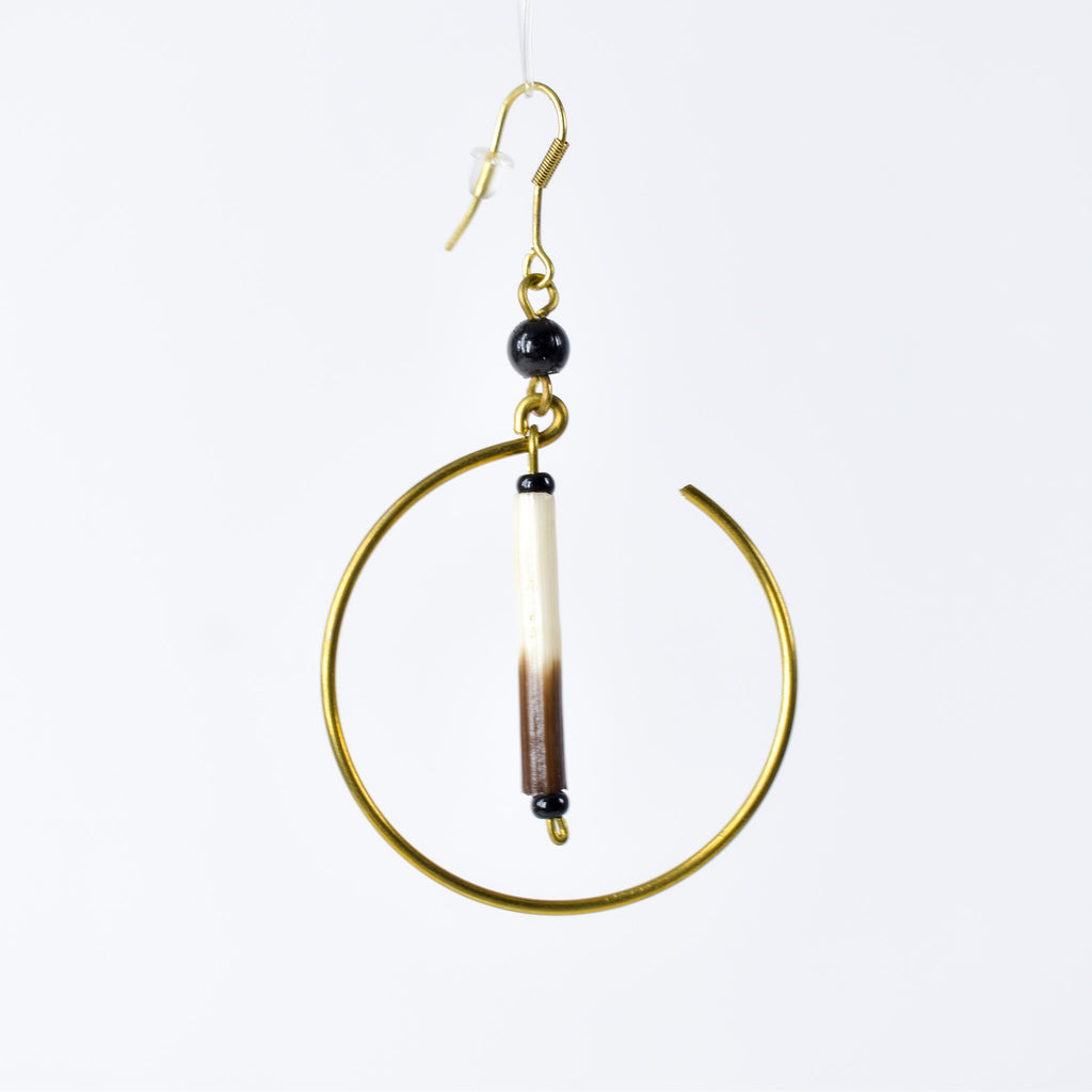 Earrings Porcupine Quills Gold Metal Dangle