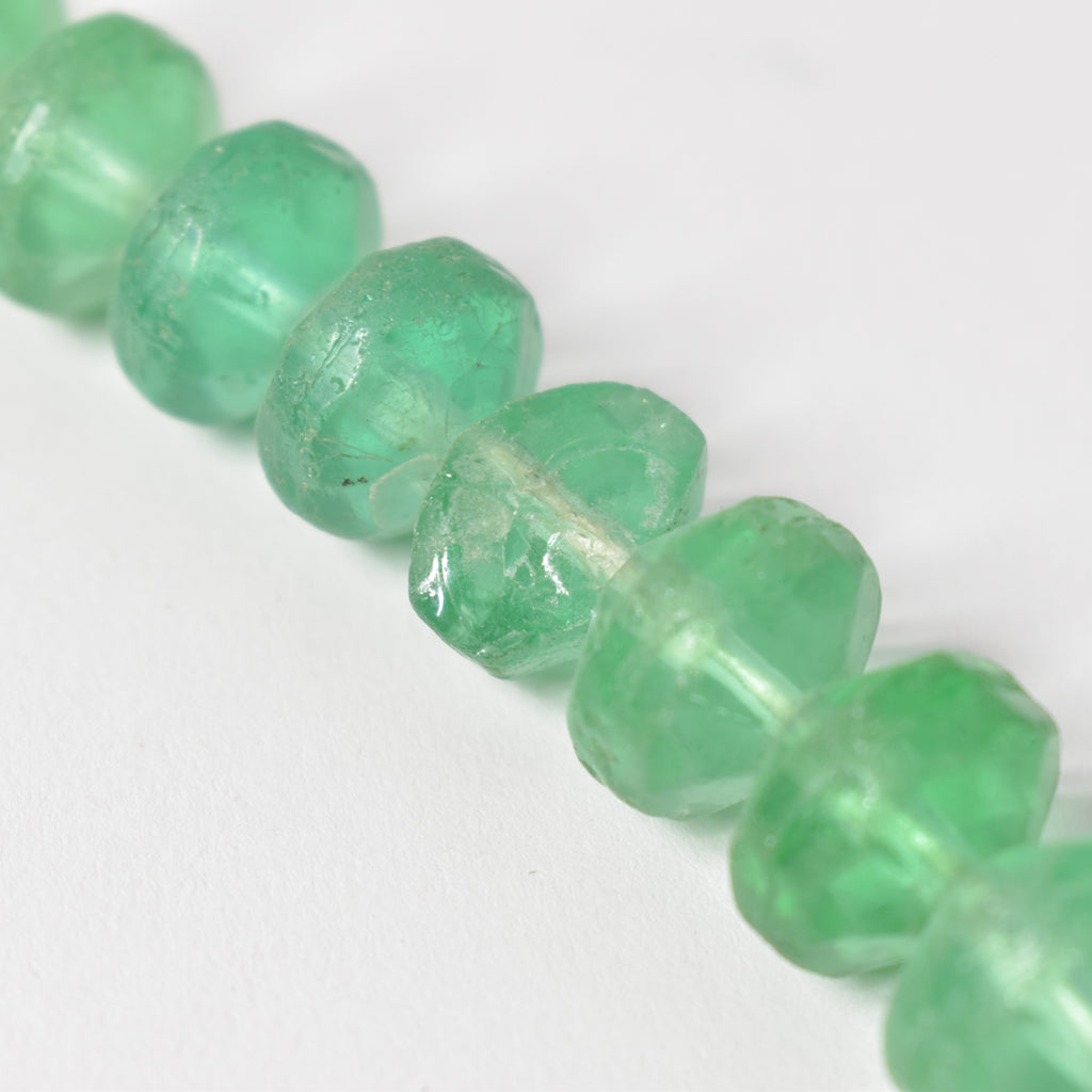 Seafoam Green Faceted Vaseline Trade Beads Czech