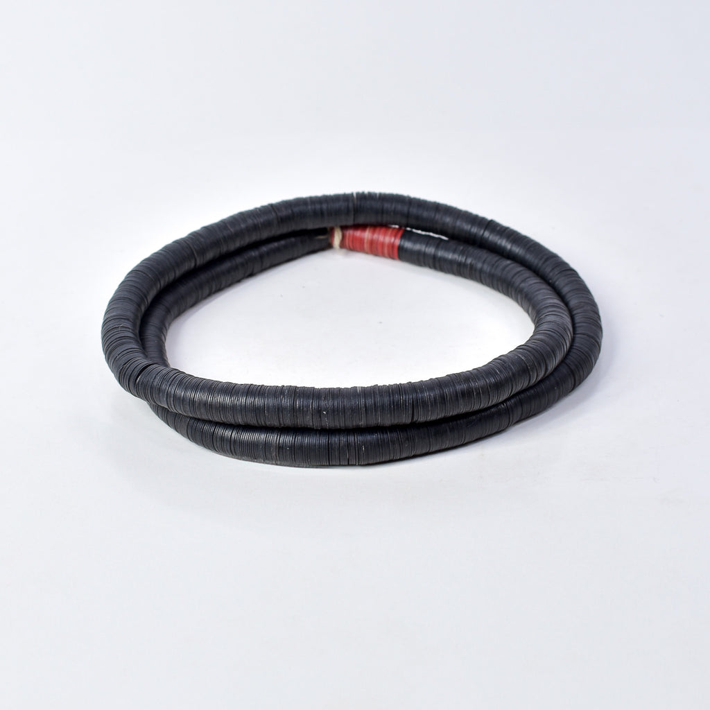 Large Vulcanite "Vinyl" Heishi Black Trade Beads 32 Inch