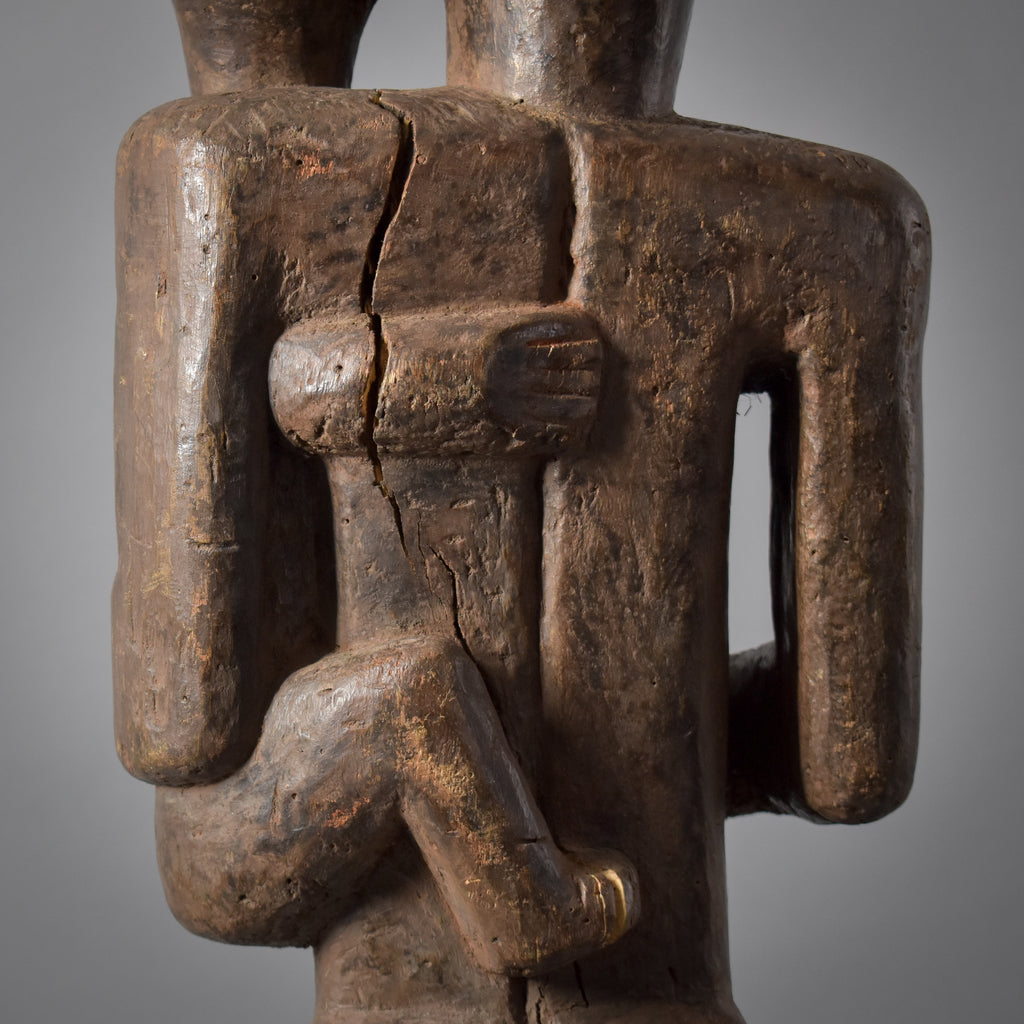 Chokwe Mother and Child Wood Figure on Custom Base Congo