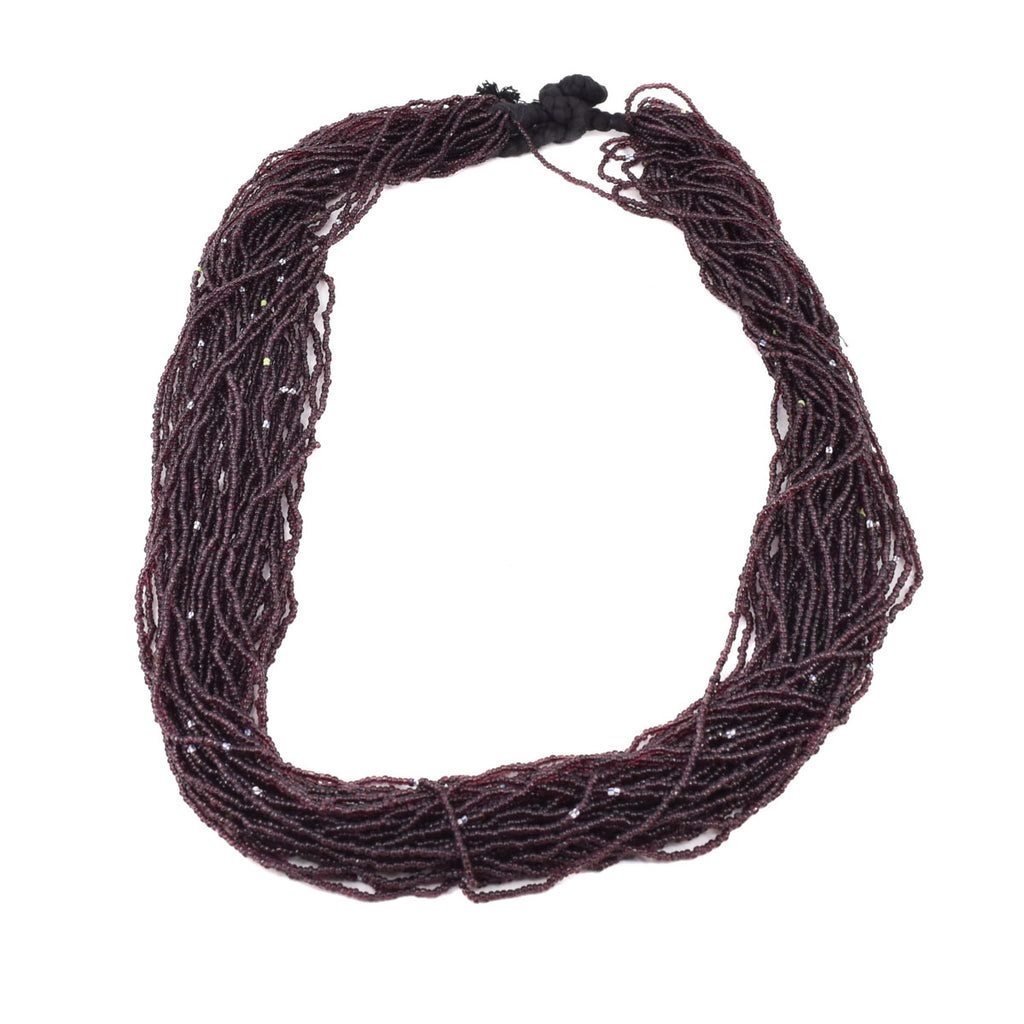 Dark Purple Baule Tamba Seed Bead Necklace
