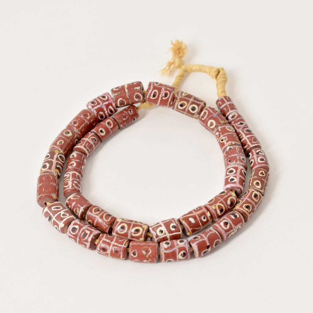 Brick Red Tic Tac Toe Venetian Trade Beads