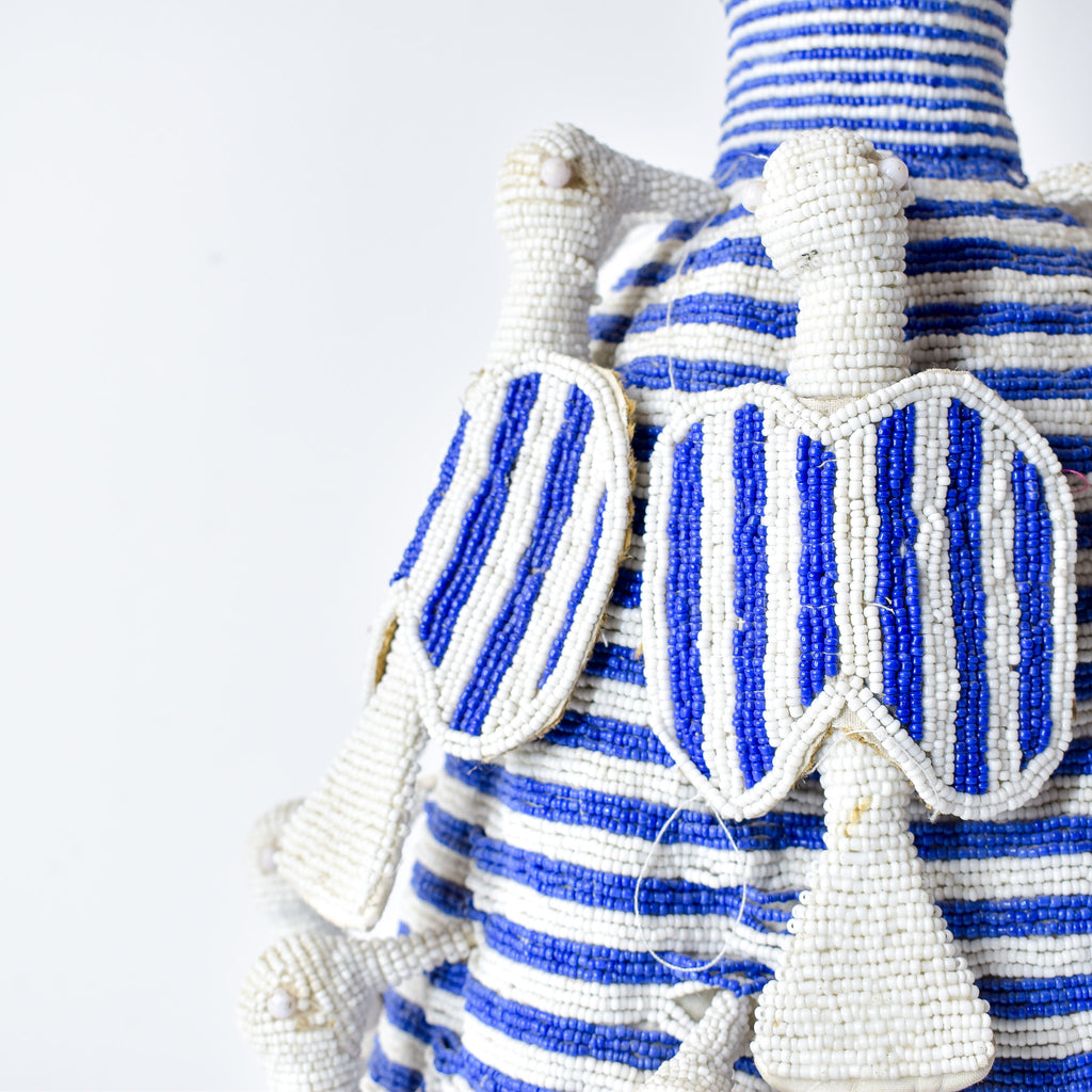 Yoruba Blue and White Beaded Crown Nigeria