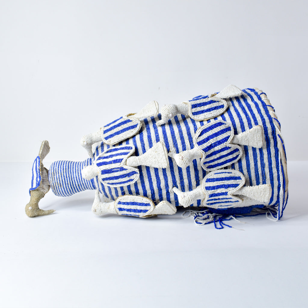 Yoruba Blue and White Beaded Crown Nigeria