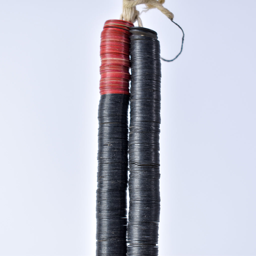 Large Vulcanite "Vinyl" Heishi Black Trade Beads 32 Inch