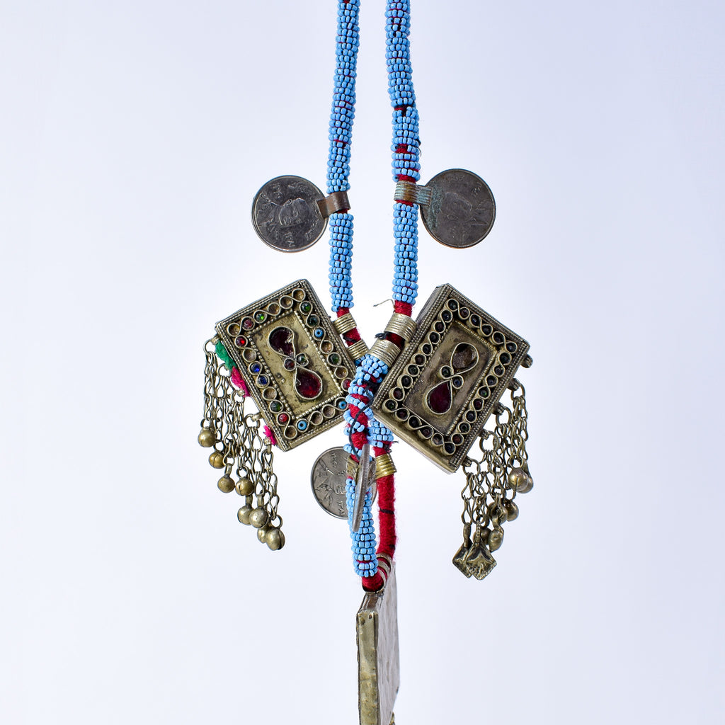 Afghanistan Kuchi Necklace with Rectangular and Coin Pendants