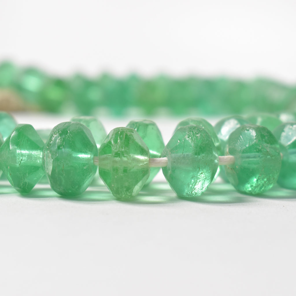 Seafoam Green Faceted Vaseline Trade Beads Czech