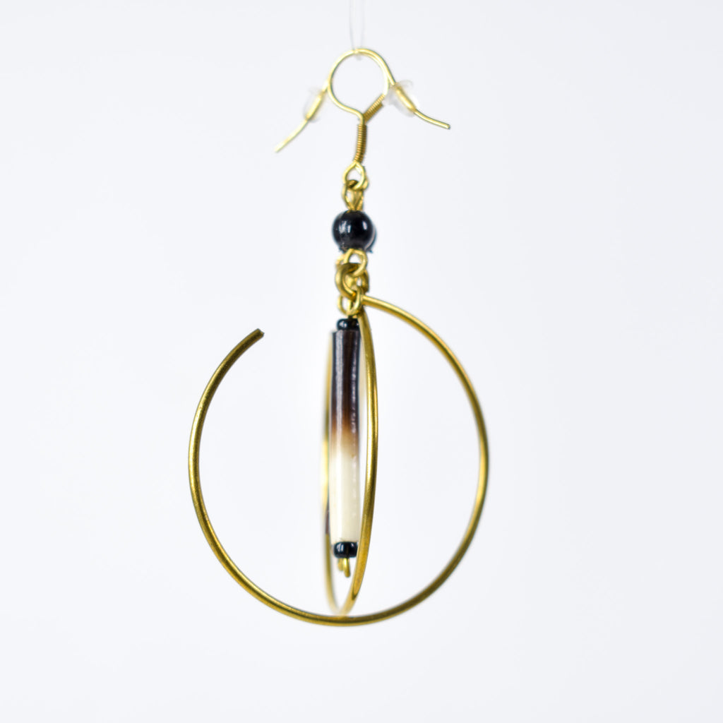 Earrings Porcupine Quills Gold Metal Dangle