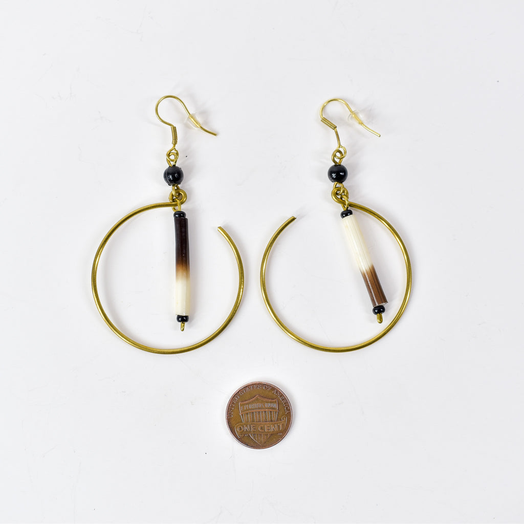 Earrings Porcupine Quills Gold Metal Dangle