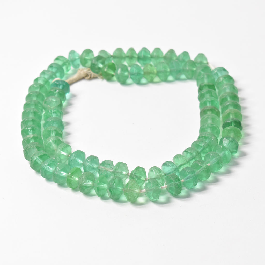 Seafoam Green Faceted Vaseline Trade Beads Czech