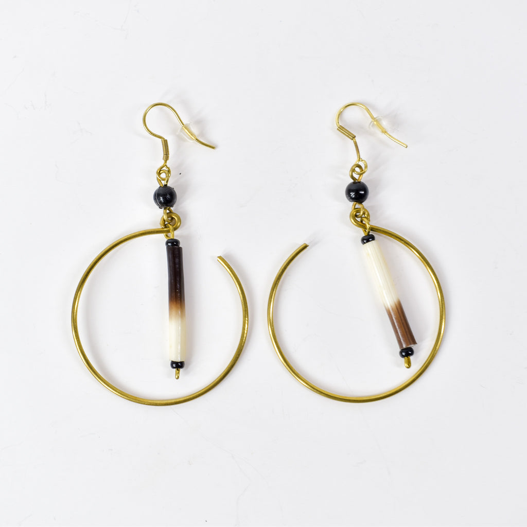 Earrings Porcupine Quills Gold Metal Dangle